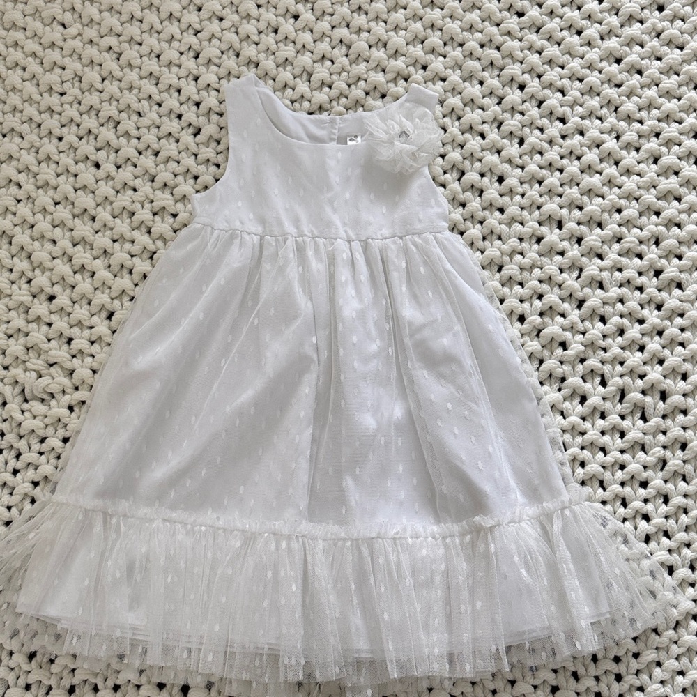 Cherokee White Sleeveless Dress with Floral Accent